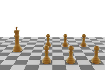 Chess pieces on the board - 3d render