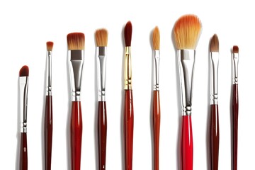 Fototapeta premium Artistic Paintbrush Set White Background beautiful shining pic