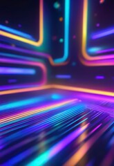 Abstract 3D wallpaper with glowing elements with hologram effect, creative wallpaper for smartphones.