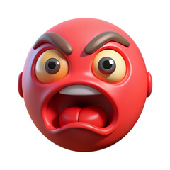 3D angry emoji face with transparent background
