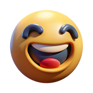 Laughing emoji with a transparent 3D effect