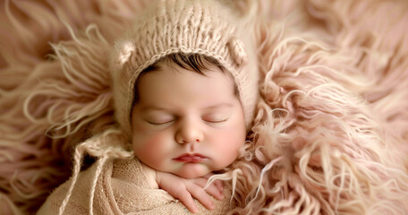 Peaceful, calm, innocent newborn baby dreams - time for sleep - 782576191