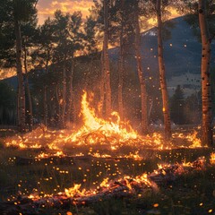 Gorgeous Fire Panorama from Brightly Burning Aspen