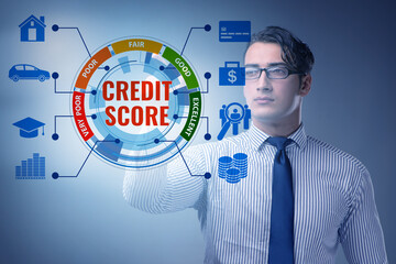 Businessman in credit score concept