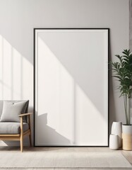 Close-up frame mockup in modern interior, 3d rendering