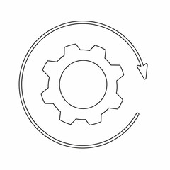 The contour icon of the business development line, the line. gear, circular arrow