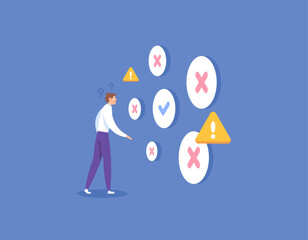 Take risks. Confused about choosing a path or decision. Warning The risk of failure is higher than success. Roads and choices are full of dangers. Opportunities of failure and success. illustration co