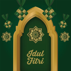 Idul fitri celebration banner design isolated