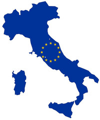 Map of Italy with EU flag