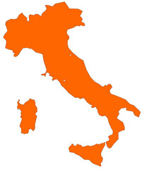 Map of Italy in orange