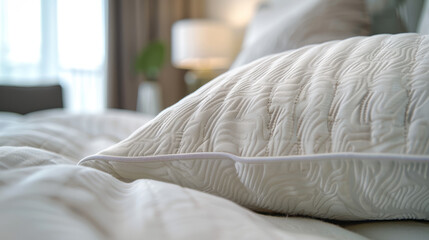 Fototapeta na wymiar Closeup of a pillow with a blurry background.Bokeh