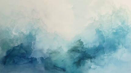 Watercolor Mist, Blue Tones, Calm Abstract Background with Copy Space