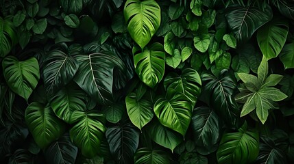 Fototapeta premium A lush and artistic interpretation of green botanical leaves creating a dense and textured background