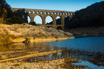 Pont du Gard - one of best bridges and monuments of antiquity in France - obrazy, fototapety, plakaty