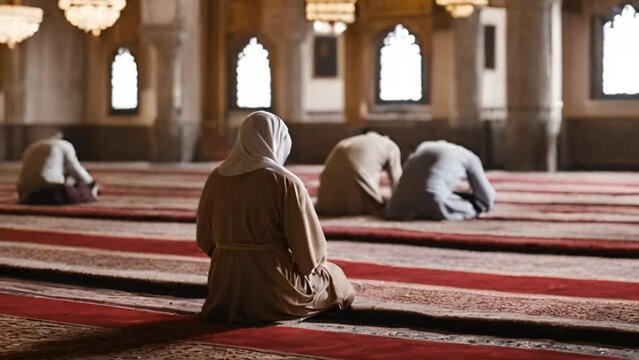 muslims praying in mosque
