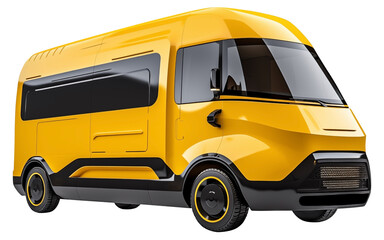 futuristic electric delivery minivan PNG delivery truck isolated on white and transparent background - commercial van technology electric transportation vehicle delivery concept