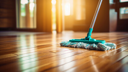 mop cleaning wooden floor