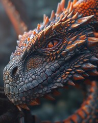 The intricate scales of a majestic dragon, rendered in hyper-realistic detail