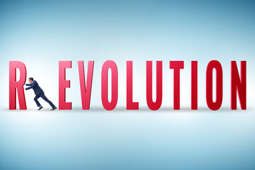 Evolution turning into revolution concept