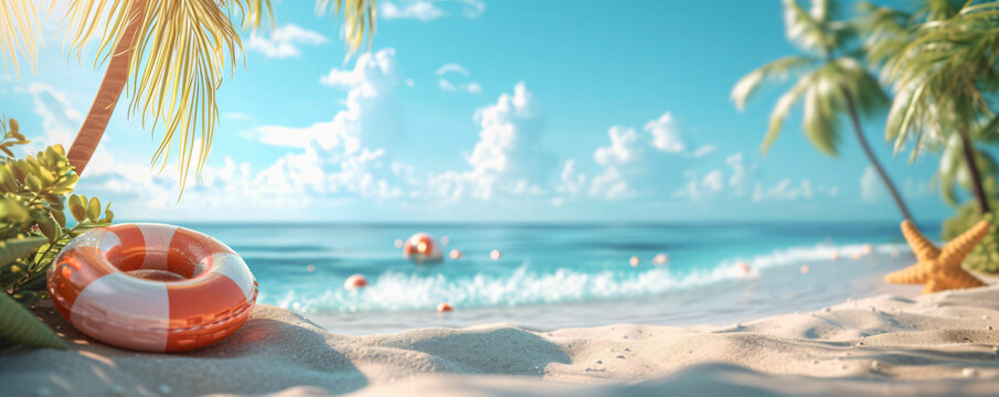 Beach sea summer holiday theme banner or header copy space