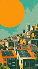 A contemporary poster highlighting the benefits of solar power in an Italian cityscape   AI generated illustration
