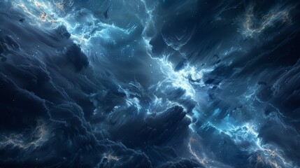 A cosmic storm raging across the sky casting dramatic shadows and lighting effects   AI generated illustration