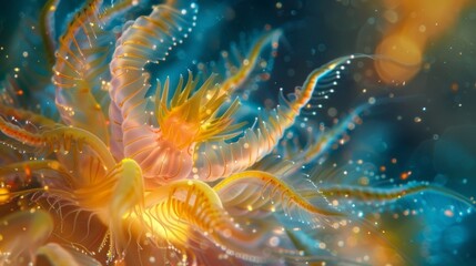 A vibrant and intricate dance of ciliates their hairlike projections creating a mesmerizing display of motion and grace. - obrazy, fototapety, plakaty