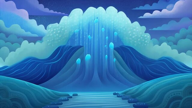 A digital ocean with waves of binary code lapping upon the shore of an AIs mind constantly updating and processing information.