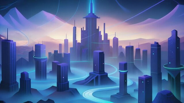 Like an otherworldly cityscape an expanse of neon towers stands interconnected by streams of data their brilliance a testament to AIs ability to