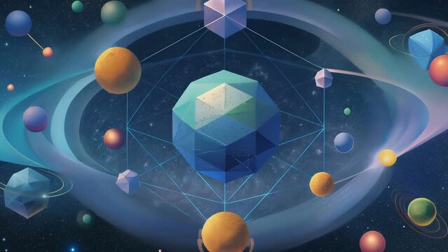 As we delve deeper into the digital cosmos we discover abstract constellations of floating data their shapes and colors shifting with the