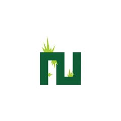 letter N grass geometric symbol simple logo vector