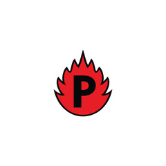 letter P fire geometric symbol simple logo vector