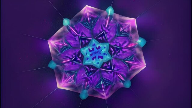 A neon kaleidoscope projection shifting and changing into new abstract forms illustrating the AGIs ability to constantly adapt and learn.
