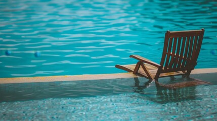 A lone lounge chair by the edge of the pool   AI generated illustration