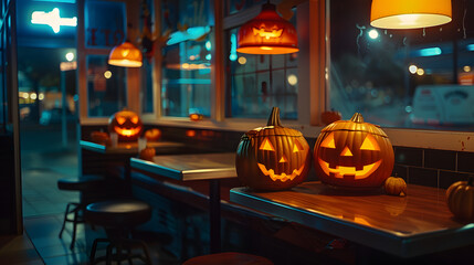 Fototapeta premium Spooky Halloween Fast Food: Satisfying Your Cravings with Creepy Twists on Classic Menu Items