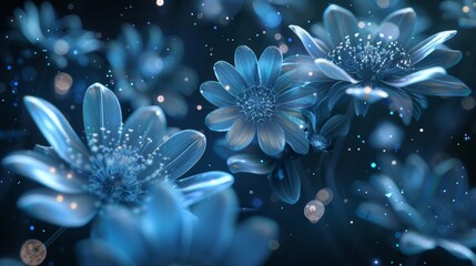 A scattering of shimmering fractal flowers floating weightlessly in the void   AI generated illustration