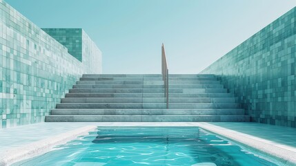 Obraz premium A serene scene of a rectangular swimming pool with tiled walls AI generated illustration
