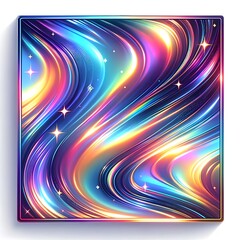  Background design featuring a radiant, glossy holographic effect with stars