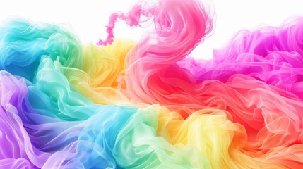Fototapeta na wymiar A swirl of rainbow-colored candy floss d style isolated flying objects memphis style d render AI generated illustration