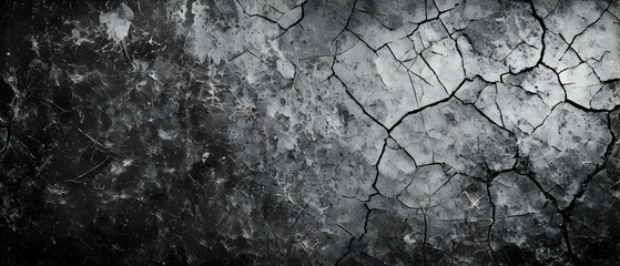 Grunge background black and white. Monochrome surface. Texture of chips, cracks, scratches, scuffs, dust, dirt. Dark. Old vintage  - obrazy, fototapety, plakaty