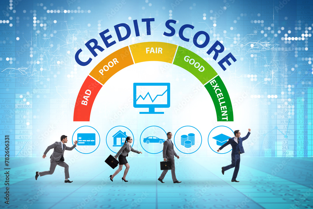 Canvas Prints credit score concept with businessman