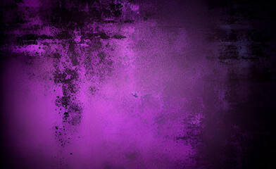 Backdrop grunge purple watercolor background with white faded border and old vintage grunge texture, marbled purple and black blank rustic surface painted background illustration.