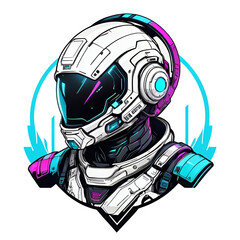 Sci-fi alien helmet modern style cartoon symbol logo style line art illustration design vector