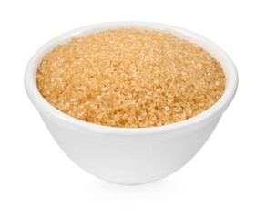 Brown sugar in bowl isolated on white