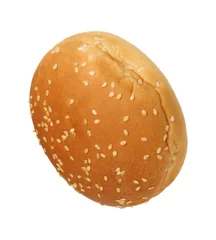 Rolgordijnen One fresh burger bun isolated on white © New Africa