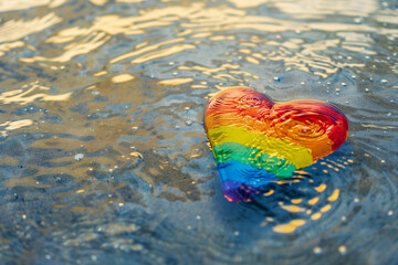 Rainbow Heart in Water, LGBTQ+ Love and Fluidity