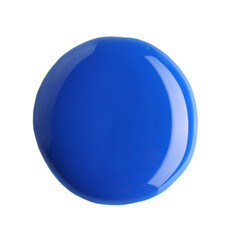 Sample of blue nail polish isolated on white, top view