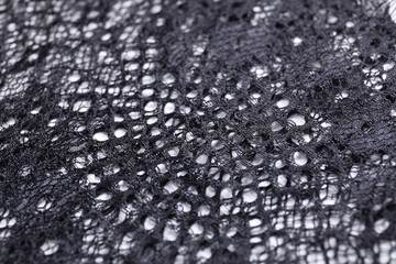 Beautiful black lace as background, closeup view