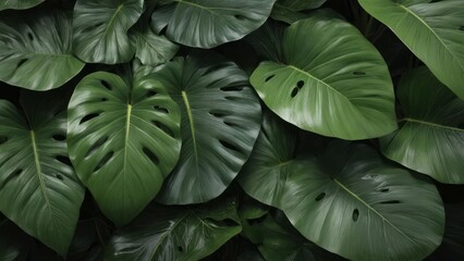 Tropical green leaves background