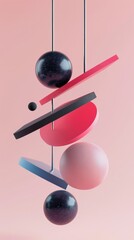 Abstract geometric sculptures suspended in midair d style isolated flying objects memphis style d render   AI generated illustration